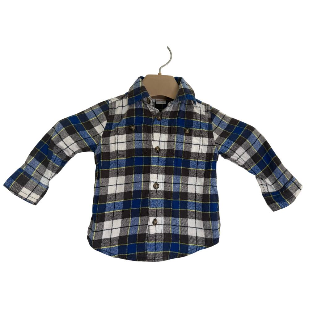 Gymboree Toddler Size 18-24 Months Button Up Shirt Blue Black White Long Sleeve
